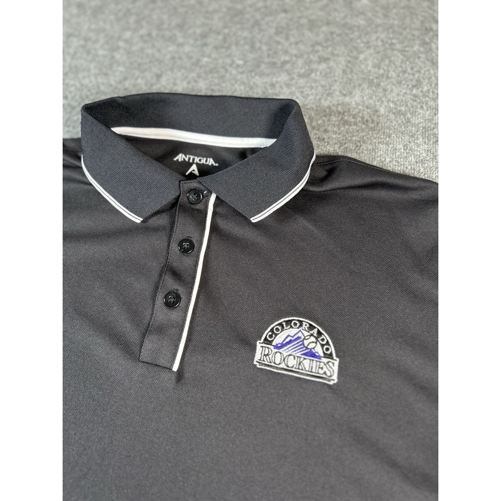Antigua Colorado Rockies MLB Black Short Sleeve Polo Shirt Size Large